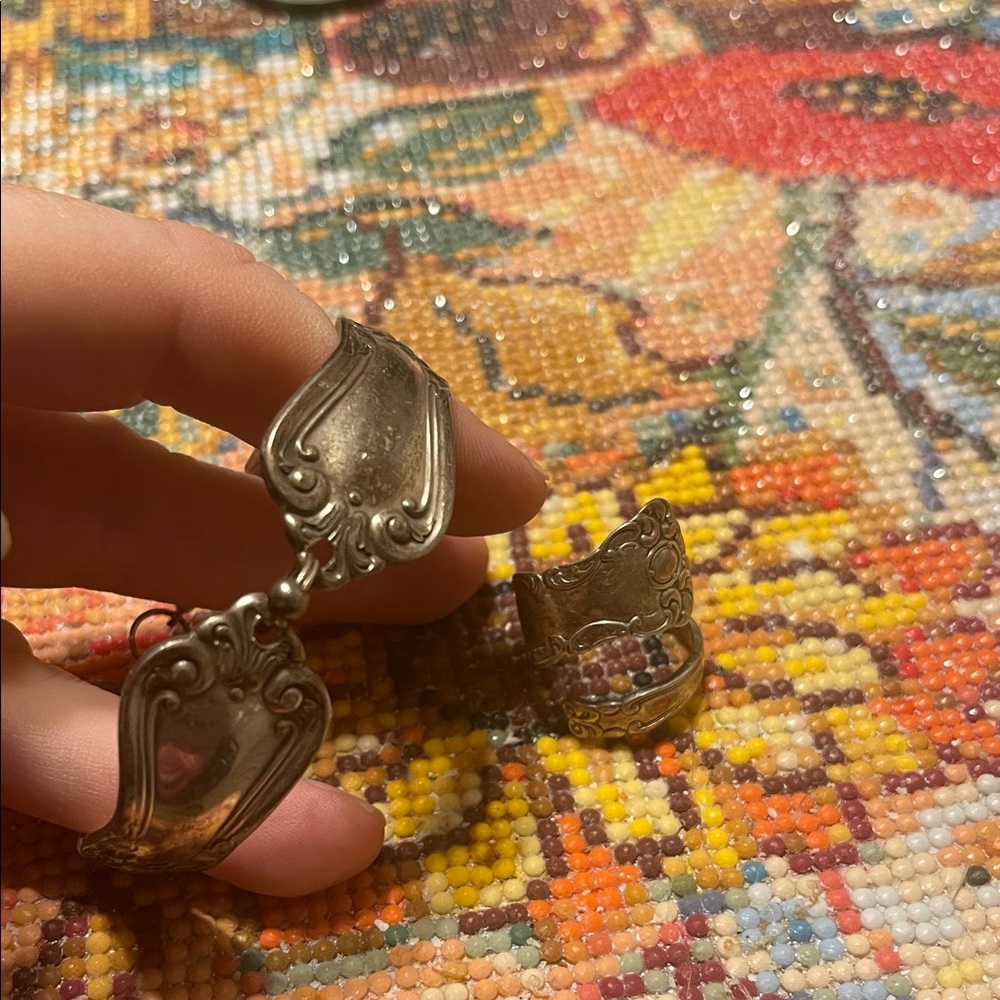 Vintage Silver Spoon Ring Bracelet and Ring